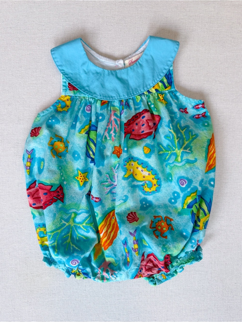 Ocean Fish AOP Cotton Bubble Romper 6-9 Months